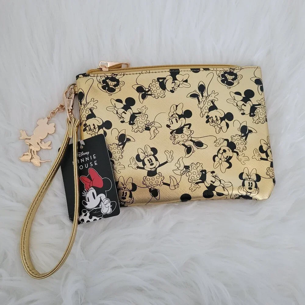 Disney Minnie Mouse Gold Metallic Wristlet